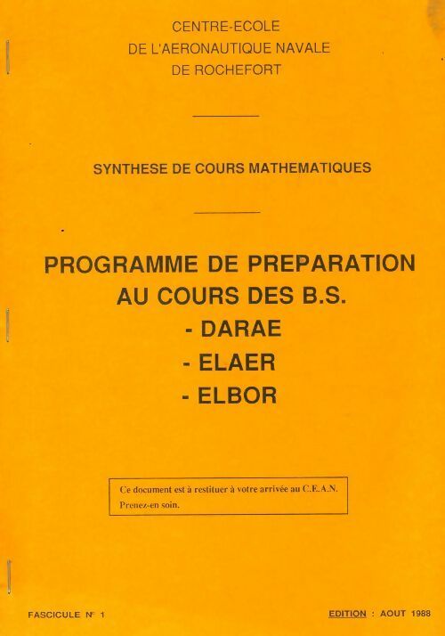 Livrenpoche : Programme de préparation au cours des B.S. fascicule 1 - Collectif - Livre