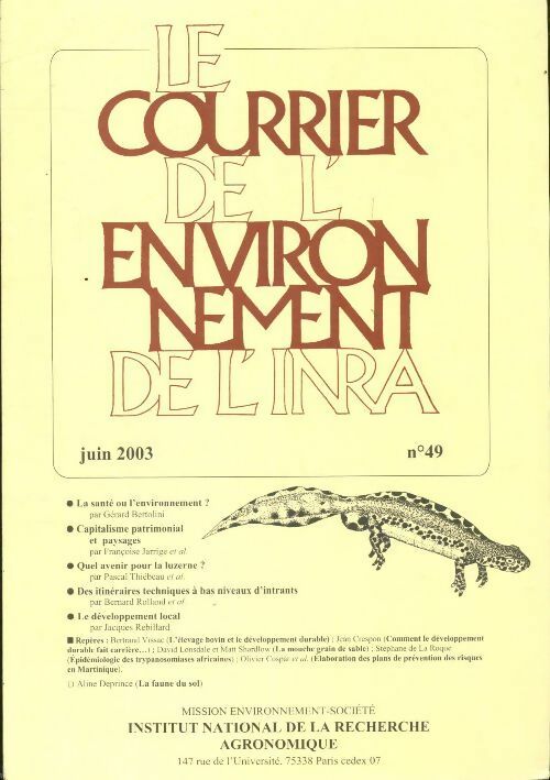 Livrenpoche : Le courrier de l'environnement de l'INRA n°49 - Collectif - Livre