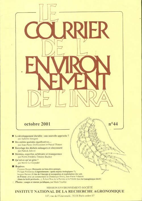 Livrenpoche : Le courrier de l'environnement de l'INRA n°44 - Collectif - Livre