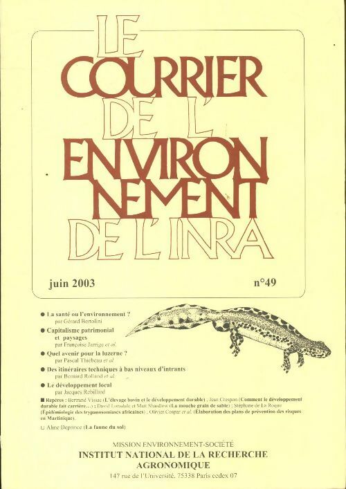 Livrenpoche : Le courrier de l'environnement de l'INRA n°49 - Collectif - Livre