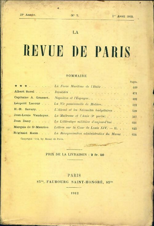 Livrenpoche : La revue de Paris 1912 n°7 - Collectif - Livre