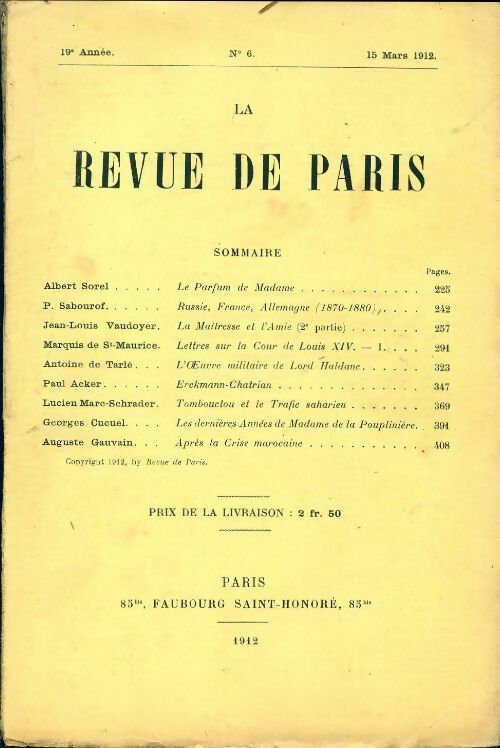 Livrenpoche : La revue de Paris 1912 n°6 - Collectif - Livre