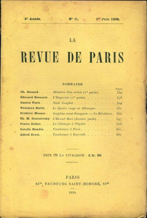 Livrenpoche : La revue de Paris 1895 n°11 - Collectif - Livre