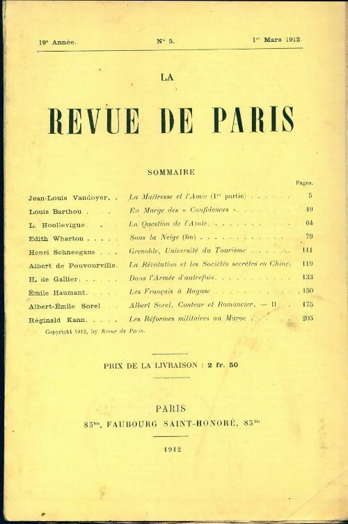 Livrenpoche : La revue de Paris 1912 n°5 - Collectif - Livre