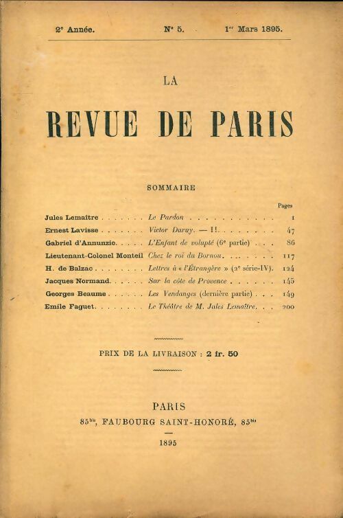 Livrenpoche : La revue de Paris 1895 n°5 - Collectif - Livre