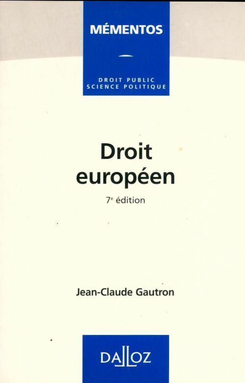 Livrenpoche : Droit européen - Jean-Claude Gautron - Livre