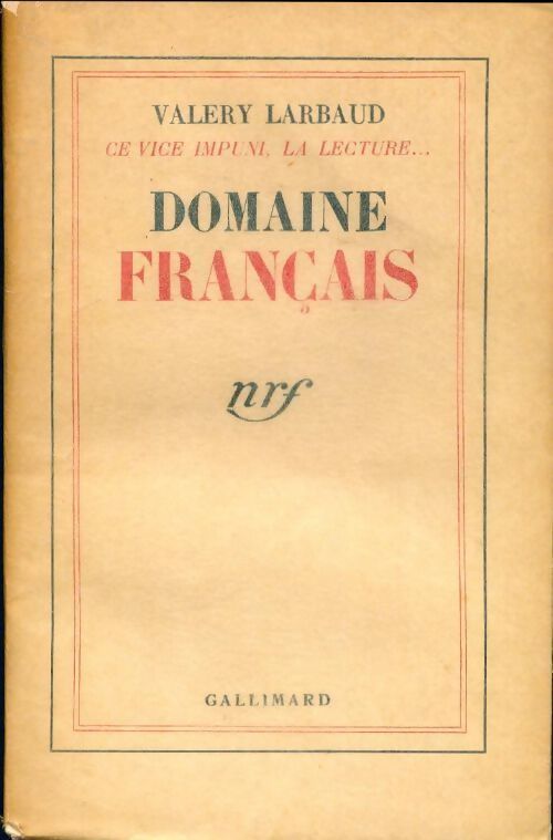 Livrenpoche : Ce vice impuni la lecture... Domaine français - Valery Larbaud - Livre