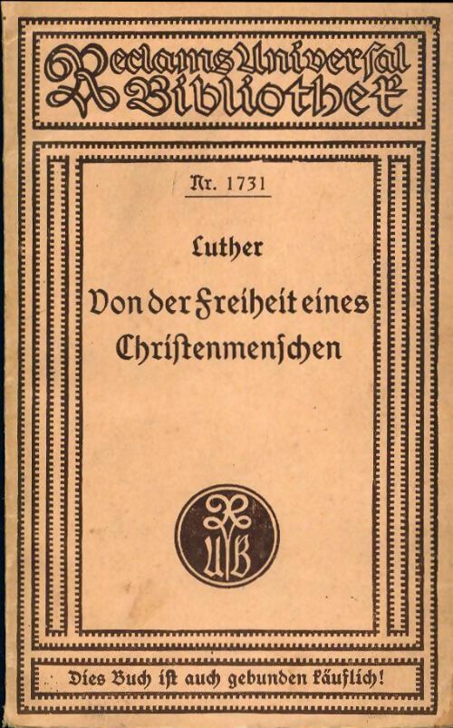 Von der freiheit eines Christenmenschen - Martin Luther -  Universal-Bibliothek - Livre
