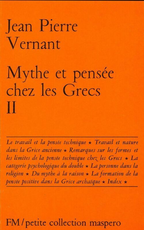 Livrenpoche : Mythe et pensée chez les grecs Tome II - Jean-Pierre Vernant - Livre