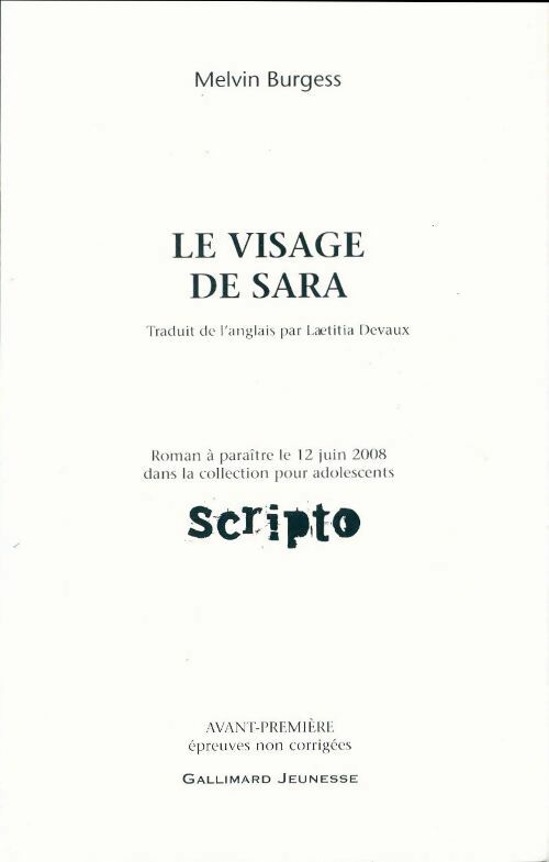 Livrenpoche : Le visage de Sara - Melvin Burgess - Livre