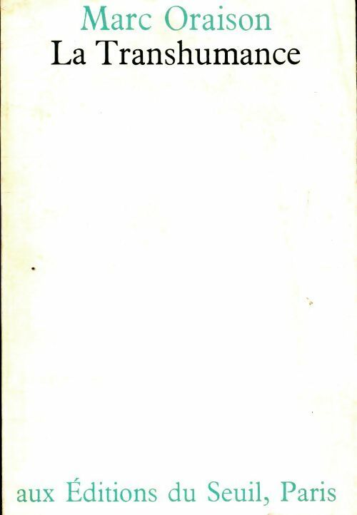 Livrenpoche : La transhumance - Marc Oraison - Livre