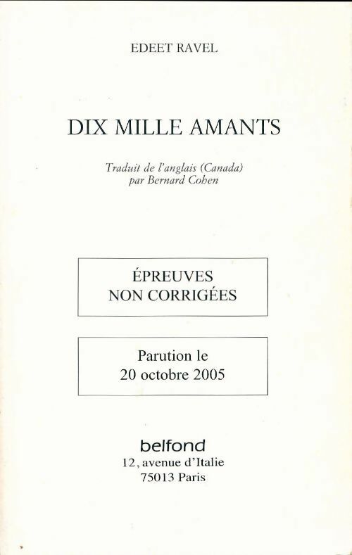 Livrenpoche : Dix mille amants - Edeet Ravel - Livre