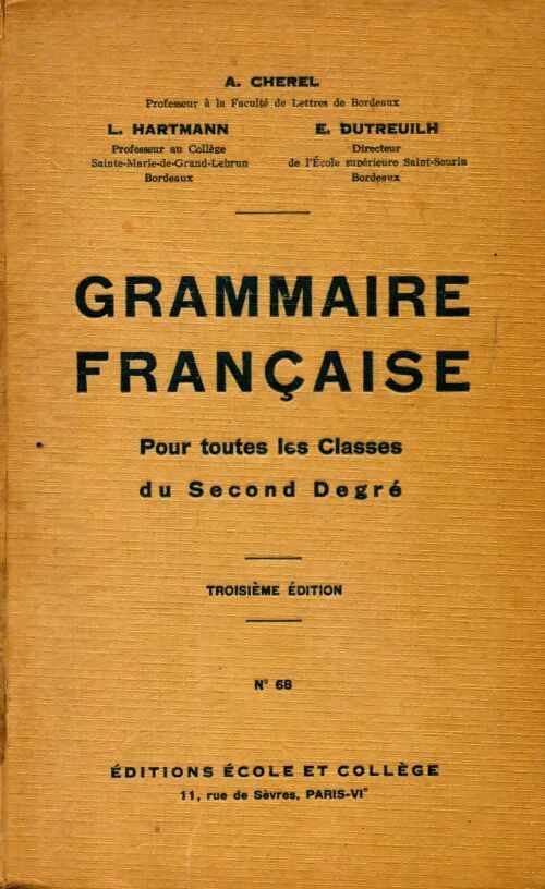 Livrenpoche : Grammaire française - A. Chérel - Livre