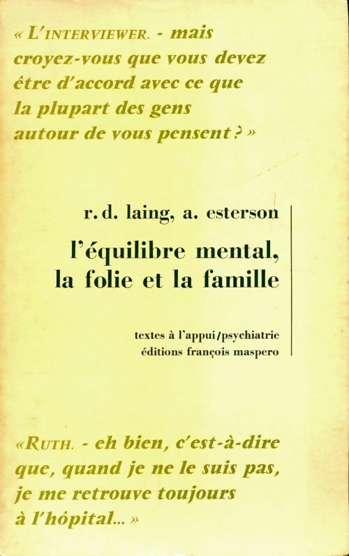 Livrenpoche : L'équilibre mental, la folie et la famille - A. Esterson - Livre