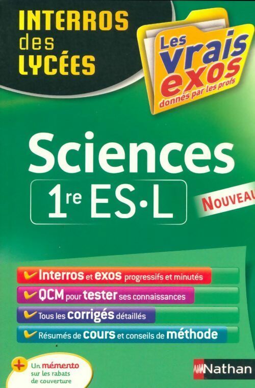 Sciences 1ères ES, L - Collectif -  Interros des lycées - Livre