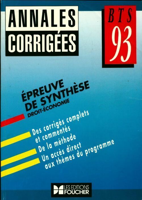 Livrenpoche : Economie d'entreprise droit BTS annales corrigées 93 - Collectif - Livre