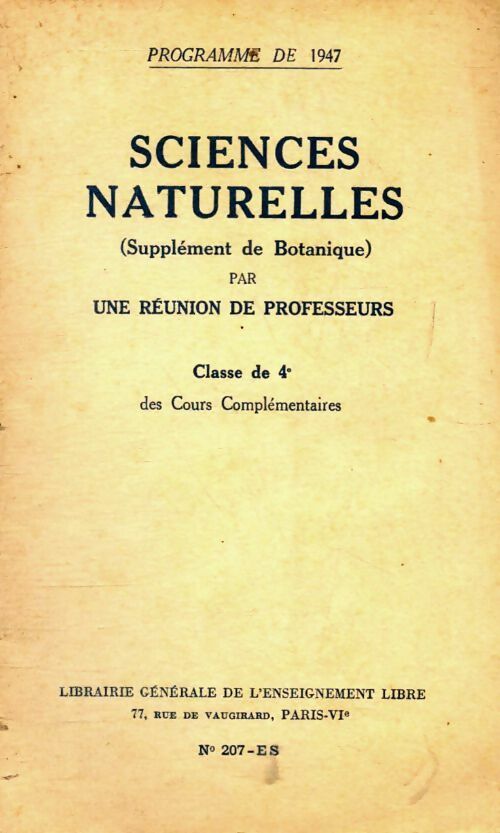 Livrenpoche : Sciences naturelles supplément de botanique 4e - Collectif - Livre
