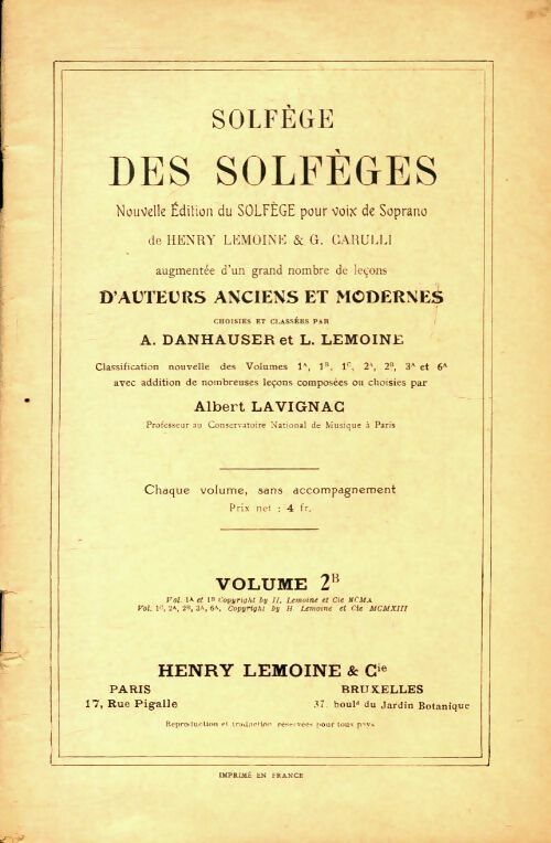 Livrenpoche : Solfège des solfèges volume 2B - A. Lavignac - Livre