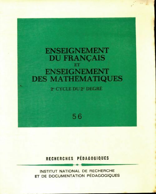 Livrenpoche : Enseignement du français et enseignement des mathématiques 2e cycle du 2d degré - Collectif - Livre