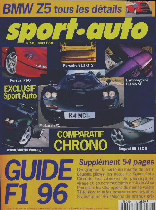 Livrenpoche : Sport-auto n°410 : Guide F1 96 - Collectif - Livre