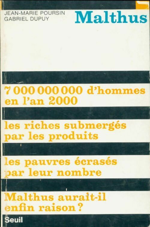 Livrenpoche : Malthus - Jean-Marie Poursin, Gabriel Dupuy - Livre