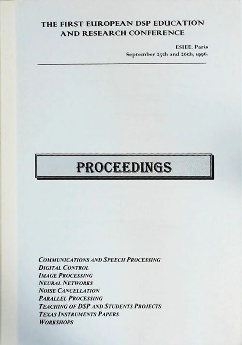 Livrenpoche : The First European DSP Education and Research Conference 1996 : Proceedings - Collectif - Livre