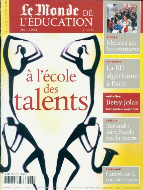 Livrenpoche : Le Monde de l'éducation n°315 : A l'école des talents - Collectif - Livre