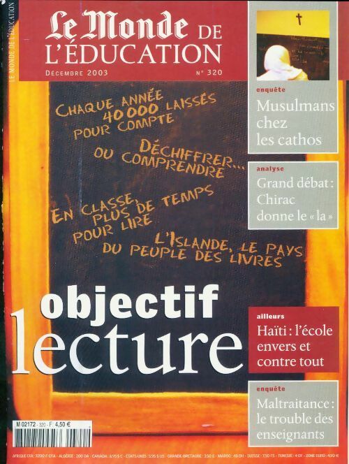 Livrenpoche : Le Monde de l'éducation n°320 : Objectif lecture - Collectif - Livre