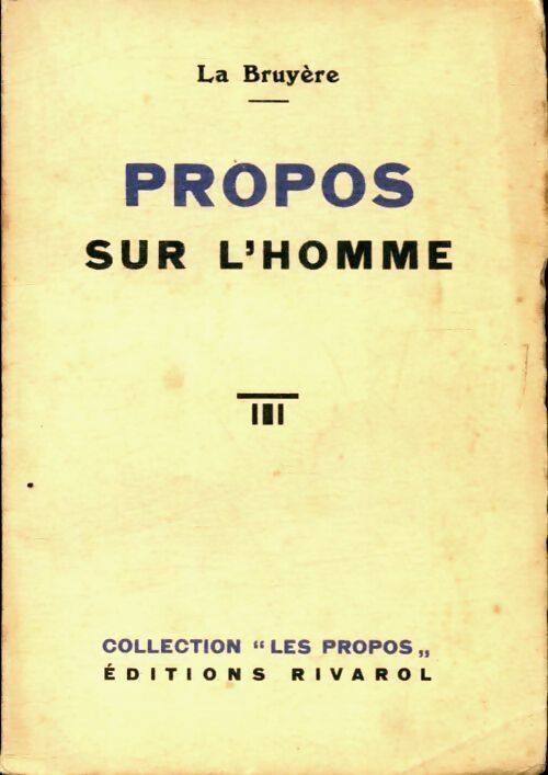Livrenpoche : Propos sur l'homme - La Bruyere - Livre
