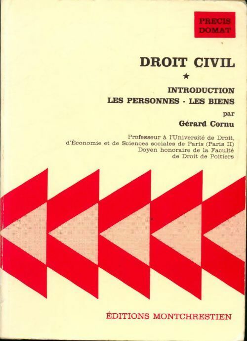 Livrenpoche : Droit civil Tome I : Introduction à l'étude du droit privé - Christian Larroumet - Livre