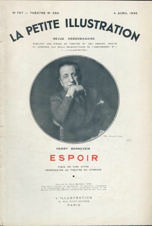 Livrenpoche : La petite illustration n°767 Théâtre n°390 : Espoir - Collectif - Livre
