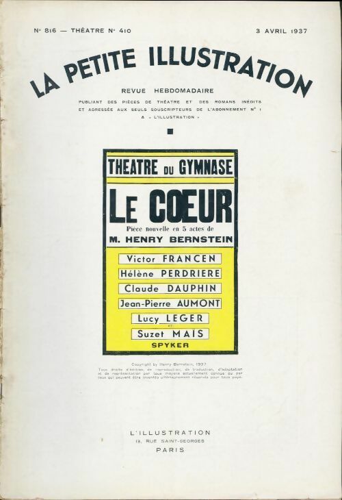 Livrenpoche : La petite illustration n°816 Théâtre n°410 - Collectif - Livre