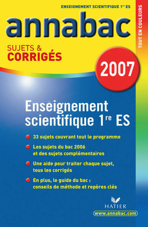 Livrenpoche : Enseignement scientifique 1ère ES. Sujets et corrigés - Véronique Maneille - Livre