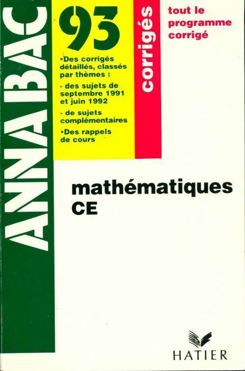 Livrenpoche : Mathématiques Terminales C, E corrigés 1993 - Collectif - Livre