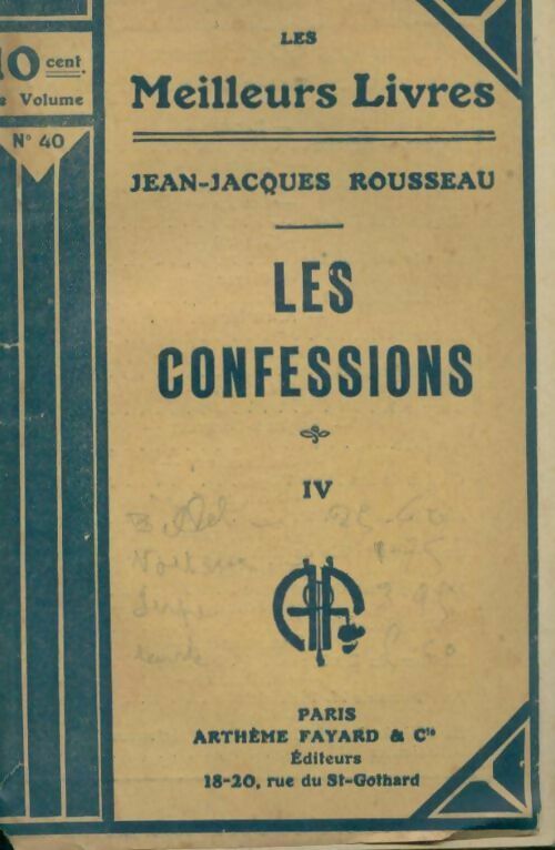 Livrenpoche : Les confessions Tome IV - Jean-Jacques Rousseau - Livre