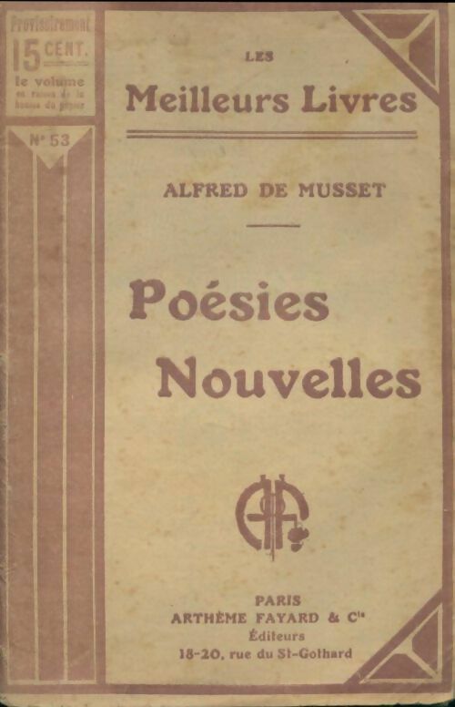 Poésies nouvelles - Alfred De Musset -  Les meilleurs livres - Livre