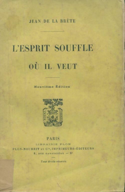 Livrenpoche : L'esprit souffle ou il veut - Jean De la Brète - Livre