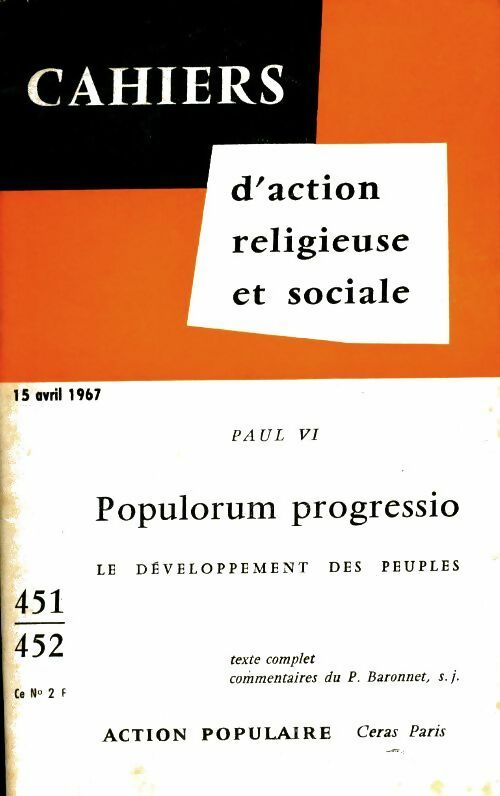 Livrenpoche : Cahiers d'action religieuse et sociale n°451-452 - Collectif - Livre