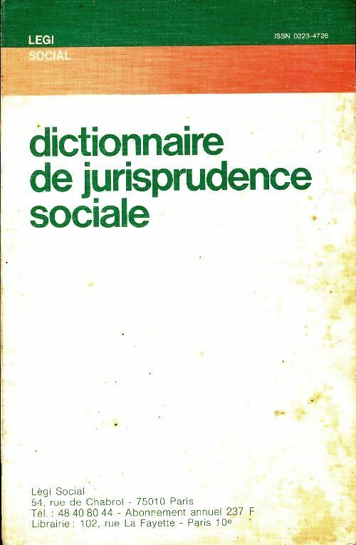 Livrenpoche : Dictionnaire de jurisprudence sociale - Yves-Robert De La Villeguérin - Livre