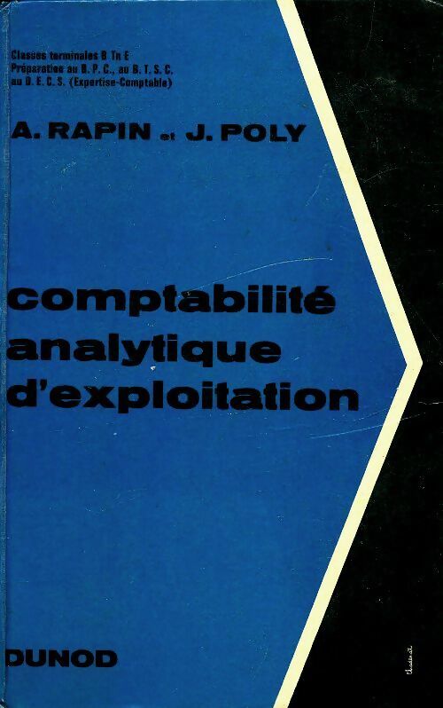 Livrenpoche : Comptabilité analytique d'exploitation - A. Rapin - Livre
