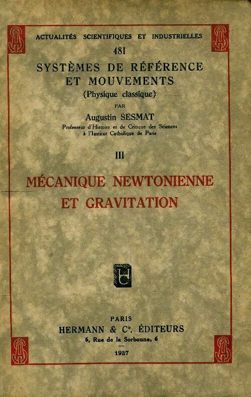 Livrenpoche : Mécanique newtonienne et gravitation - Augustin Sesmat - Livre