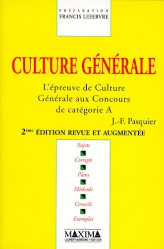 Livrenpoche : L'épreuve de culture générale aux concours de catégorie A - Jean-Francis Pasquier - Livre