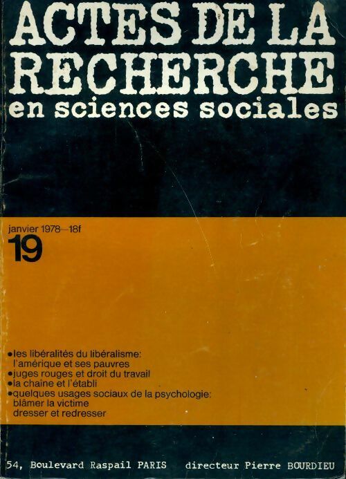 Livrenpoche : Actes de la recherche en sciences sociales n°19 - Collectif - Livre