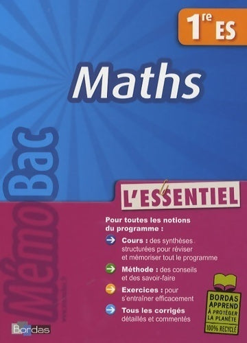 Livrenpoche : Maths 1ère ES - Yveline Maurel - Livre