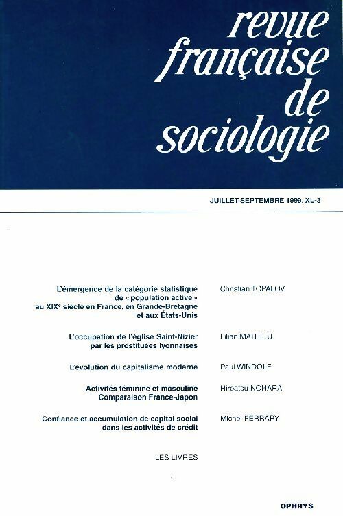 Livrenpoche : Revue française de sociologie : Juillet-septembre 1999 - Collectif - Livre
