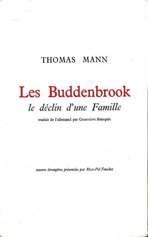 Livrenpoche : Les Buddenbrook - Thomas Mann - Livre
