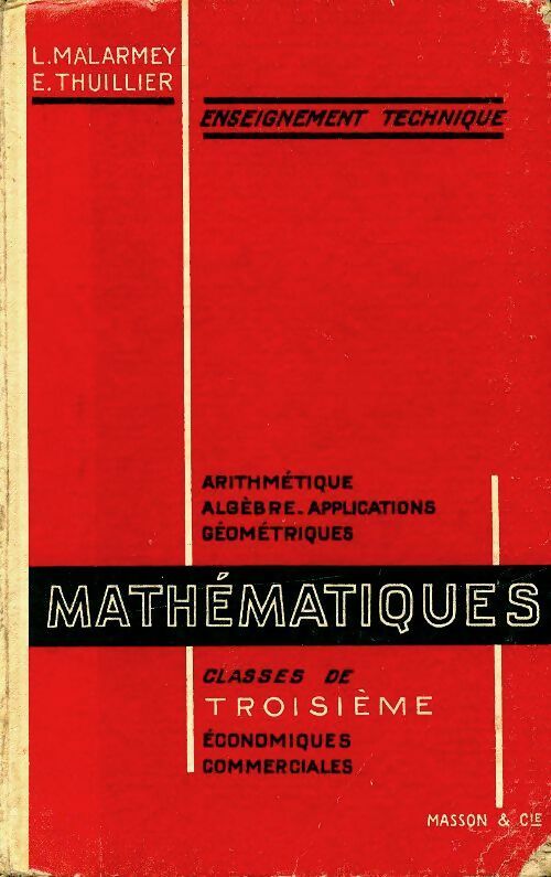 Livrenpoche : Mathématiques 3e - L. Malarmey - Livre