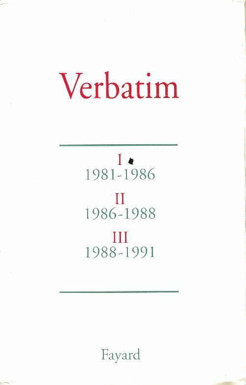 Livrenpoche : Verbatim Tomes I, II, III - Jacques Attali - Livre