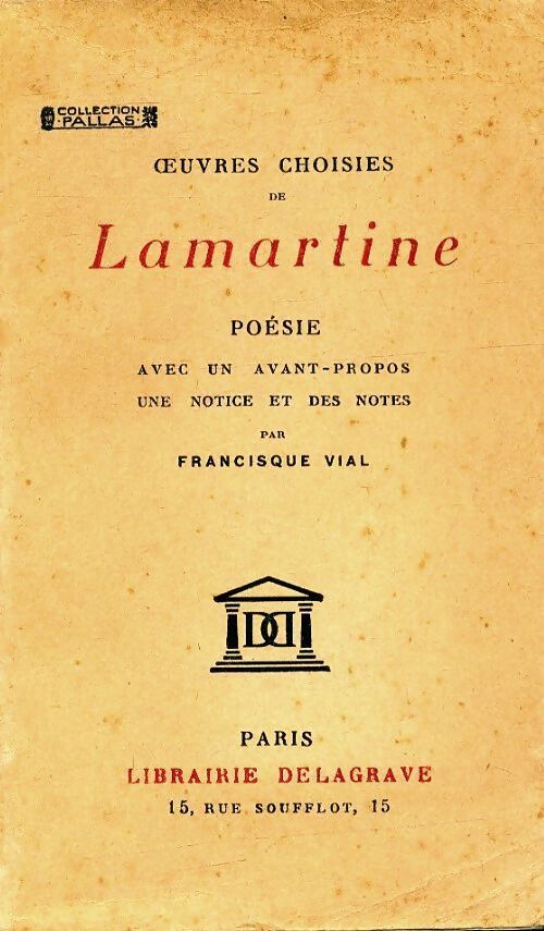 Oeuvres choisies de Lamartine poésie - Francisque Vial - Livre