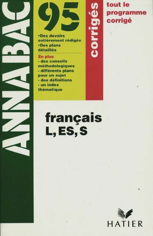 Livrenpoche : Francais Terminales L, ES, S Corrigés 1995 - Collectif - Livre